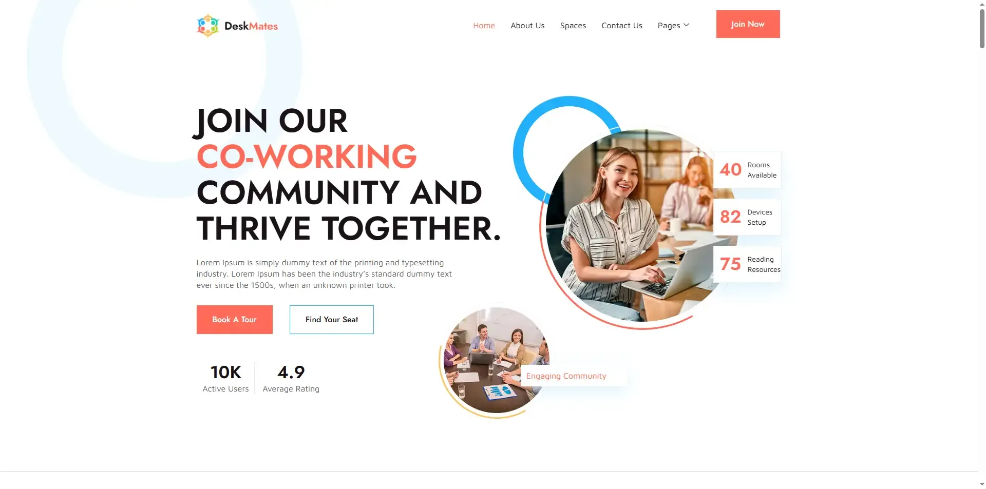 Deskmates – Coworking Space Website Template